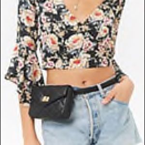 Quilted Black Pleather Fanny Pack